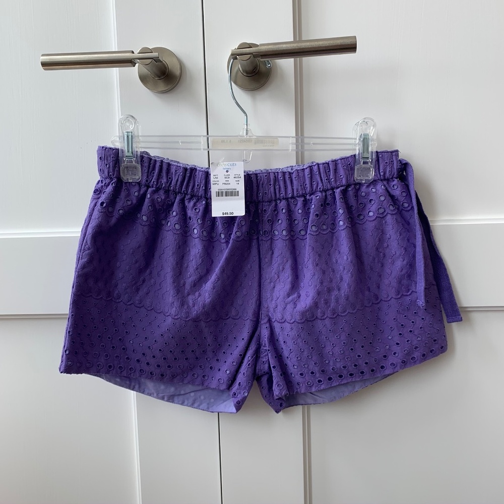 NWT CREWCUTS PURPLE EYELET SHORTS | SIZE 14